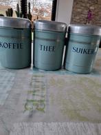 Prachtige mintblauw emaille Set - Koffie, Thee, Suiker, Antiek en Kunst, Verzenden