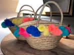 Strandtas, kleurrijk, pompons, Sieraden, Tassen en Uiterlijk, Tassen | Damestassen, Verzenden, Zo goed als nieuw, Overige kleuren