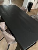 Zwart Steigerhouten Tafel met Stalen Poten - 180cm, Huis en Inrichting, Tafels | Eettafels, Ophalen, Gebruikt, 50 tot 100 cm, Rechthoekig