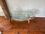 Vintage Glazen Salontafel Ovaal, Huis en Inrichting, Tafels | Salontafels, Gebruikt, 100 tot 150 cm, Ophalen of Verzenden, Glas
