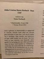 Horbach - Baas1940 Maartensdijk 2013 Venray, Verzamelen, Bidprentjes en Rouwkaarten, Ophalen of Verzenden, Bidprentje