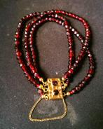 Granaat armband met 14 kr slot, Ophalen of Verzenden, Zo goed als nieuw, Rood, Goud