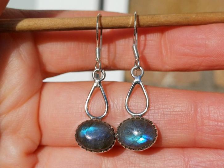 Vanoli 925 zilveren oorbellen met labradoriet, Sieraden, Tassen en Uiterlijk, Oorbellen, Nieuw, Hangers, Overige materialen, Overige kleuren