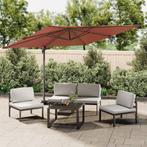 Zweefparasol met LED-verlichting 400x300 cm terracotta, Tuin en Terras, Parasols, Nieuw, Kantelbaar, Zweefparasol, Ophalen of Verzenden