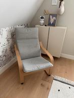 IKEA POÄNG Fauteuil - Wit Eiken/Lichtbeige, Ophalen, 75 tot 100 cm, Zo goed als nieuw, 50 tot 75 cm