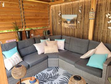 Tierra Outdoor loungeset -hoekbank met kussens,grijs wicker beschikbaar voor biedingen