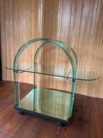 Gebogen groene glazen barwagen van Fiam, Italië, jaren 80, Ophalen, Gebruikt, X, X