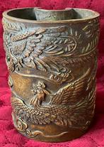 Chinese maanvormige brons metalen vaas drakendecor ca. 1920, Antiek en Kunst, Verzenden, Brons