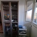 Taupe Ikea Billy/Oxberg Vitrinekast, Ophalen, Met deur(en), 200 cm of meer, 50 tot 100 cm