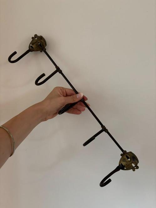 Vintage metalen wandkapstok met 5 haken, Huis en Inrichting, Woonaccessoires | Kapstokken, Gebruikt, Wandkapstok, Minder dan 100 cm