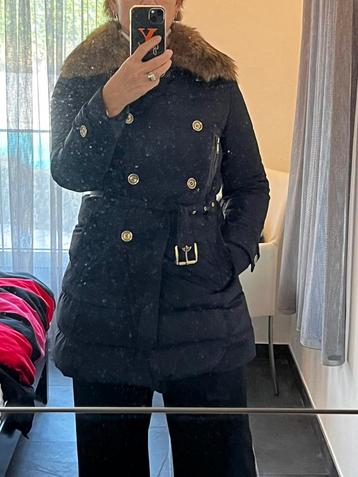 Michael Kors donkerblauw jas met afneembare bontkraag beschikbaar voor biedingen