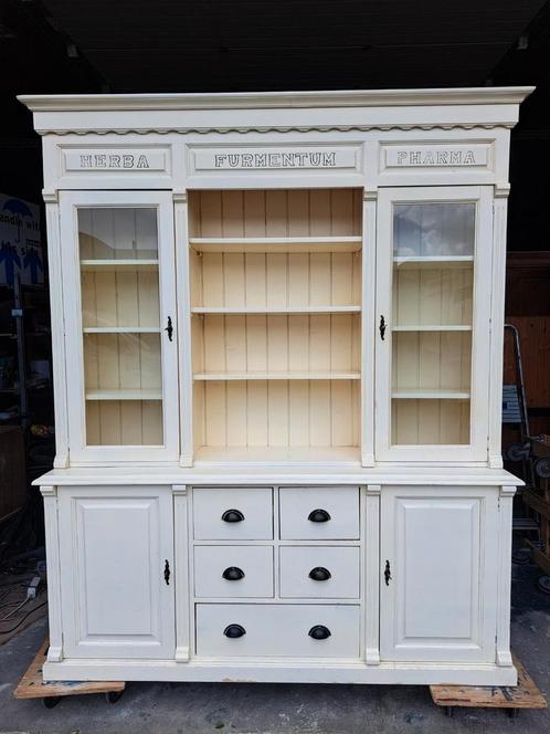Apothekerskast HERBA FURMENTUM PHARMA, Huis en Inrichting, Kasten | Vitrinekasten, 200 cm of meer, 150 tot 200 cm, 25 tot 50 cm