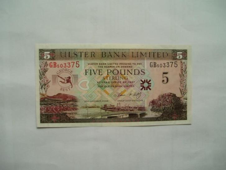 1622. Northern Ireland, 5 pounds 2006 UNC George Best., Postzegels en Munten, Bankbiljetten | Europa | Niet-Eurobiljetten, Los biljet