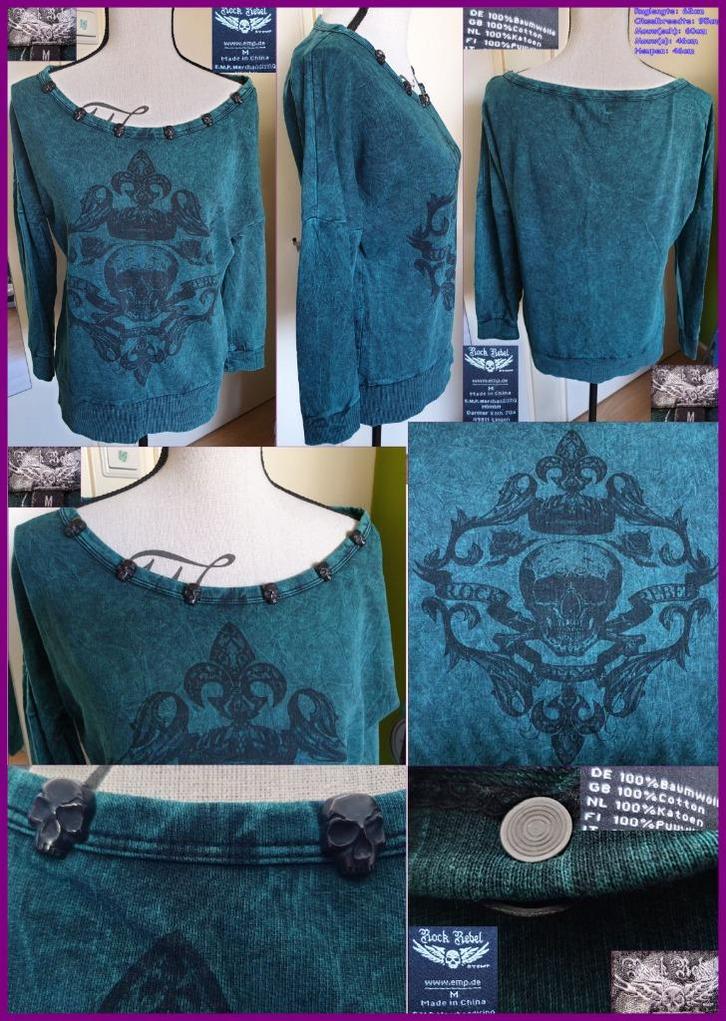 ROCK REBEL smaragdgroene gothic top/truitje maat M zgan, Kleding | Dames, Tops, Zo goed als nieuw, Maat 38/40 (M), Groen, Zonder mouw