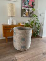 Grote mand zeegras, naturel wit/ blauw, Huis en Inrichting, Woonaccessoires | Schalen en Manden, Ophalen, Gebruikt, Rond, Mand