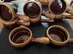 8 vintage bruin fondue of soepkommen pannetjes, Antiek en Kunst, Antiek | Keramiek en Aardewerk, Ophalen of Verzenden