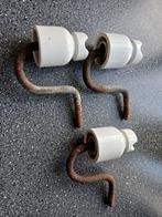 Vintage Porselein Isolator met Metalen Beugel (3 stuks), Ophalen of Verzenden