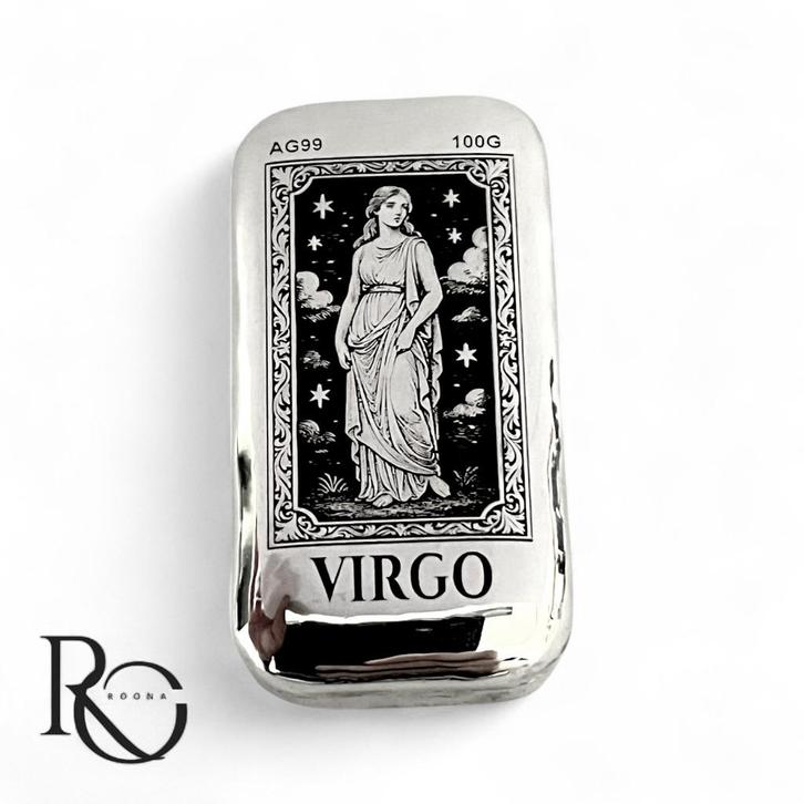 Virgo 100 gram zilverbaar  (Mythische Sterrenbeelden Serie), Postzegels en Munten, Edelmetalen en Baren, Zilver, Ophalen of Verzenden