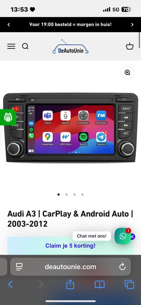 Carplay scherm/android auto, Audi a3 2003-2012, Auto diversen, Autoradio's, Ophalen