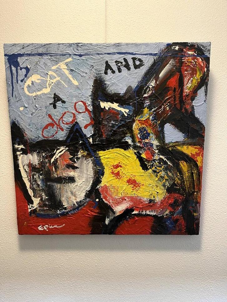 Dennis Epke | Cat and Dog, Antiek en Kunst, Kunst | Schilderijen | Modern, Ophalen