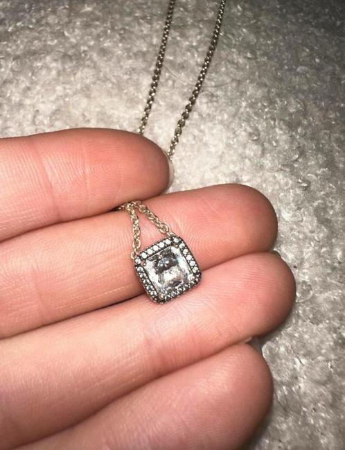 Pandora ketting vierkant zirkonia, Sieraden, Tassen en Uiterlijk, Kettingen, Nieuw, Zilver, Zilver, Met hanger, Met strass, Verstelbaar