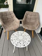 Leuk stoelen setje met tafeltje, Gebruikt, Twee, Zwart, Ophalen of Verzenden