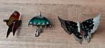 Vintage Blikken Broches - Vogel, Paraplu, Vlinder, Overige materialen, Gebruikt, Overige kleuren, Minder dan 4 cm