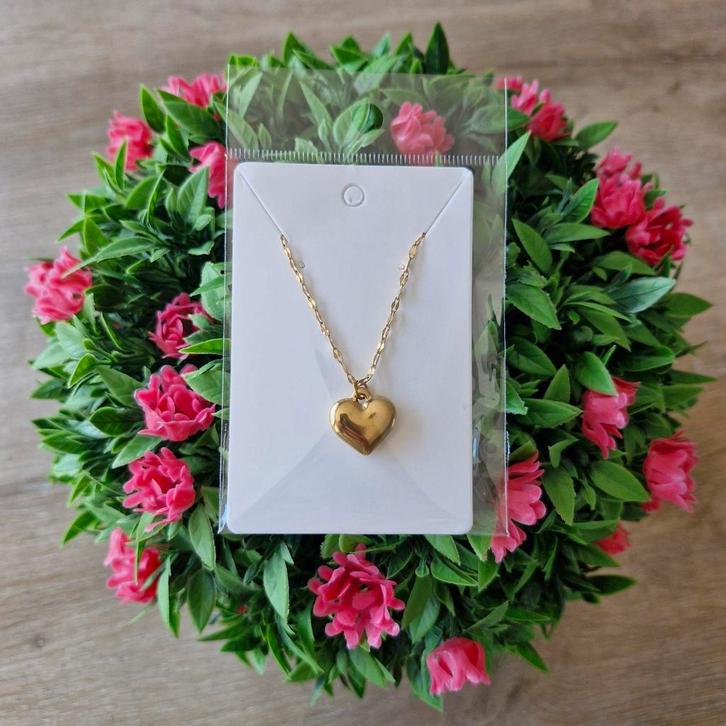 Goudkleurige rvs ketting. 'Klein hart', Sieraden, Tassen en Uiterlijk, Kettingen, Zo goed als nieuw, Overige materialen, Goud