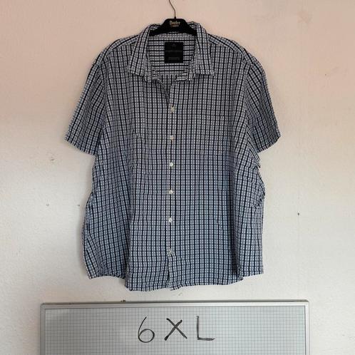6XL Angelo Litrico Overhemd Blauw Raster Korte Mouwen, Kleding | Heren, Grote Maten, Gedragen, Overhemd, Blauw, Ophalen of Verzenden