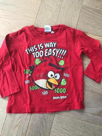 leuk rood shirt van Angry Birds mt 98 - nog erg netjes! beschikbaar voor biedingen