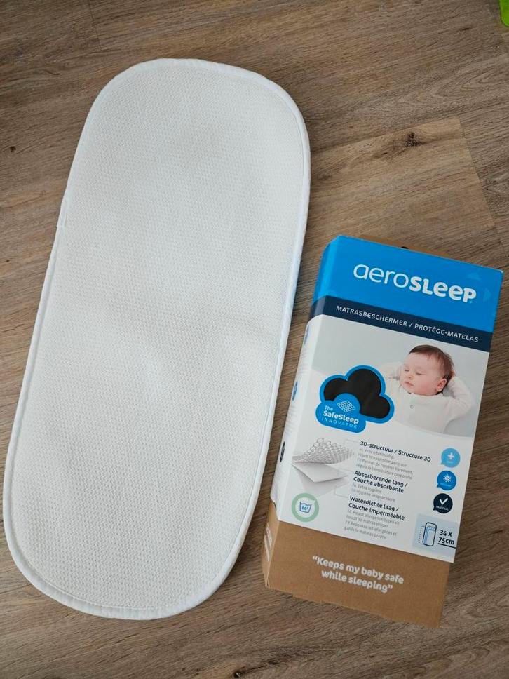 Aerosleep matrasbeschermer 34 x 75 cm ovaal, Kinderen en Baby's, Kinderkamer | Beddengoed, Zo goed als nieuw, Overige typen, Wit
