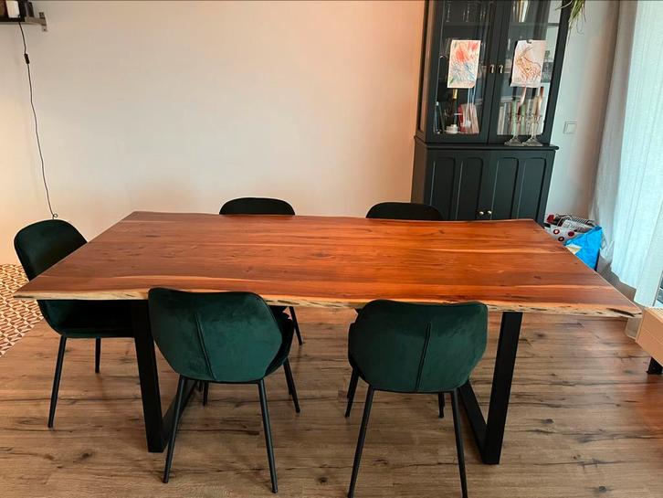 Eettafel - 4 tot 6 persoons - mangohout, Huis en Inrichting, Tafels | Eettafels, Zo goed als nieuw, 50 tot 100 cm, 200 cm of meer