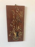 Vintage Houten Wanddecoratie Vogel bloemen en vaas, Huis en Inrichting, Ophalen of Verzenden, Zo goed als nieuw