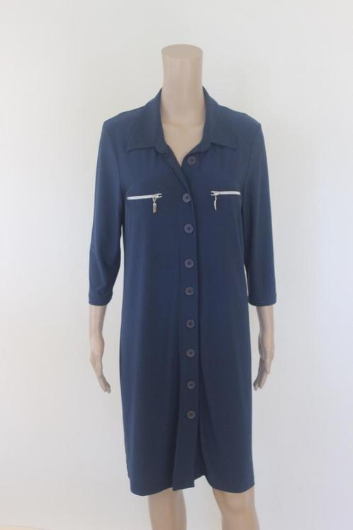 Zoso donkerblauw travelstof jurkje maat M, Kleding | Dames, Jurken, Zo goed als nieuw, Maat 38/40 (M), Blauw, Boven de knie, Ophalen of Verzenden