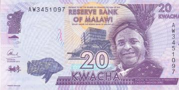 MALAWI 20 KWACHA 2015 NIEUW BILJET beschikbaar voor biedingen