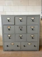 houten apothekerskast ladekast grijs 121 x 118 x 40 cm, Ophalen, Gebruikt, 100 tot 150 cm, 5 laden of meer