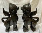 2 grote houtsnijwerk tempelleeuwen foo dogs, Ophalen of Verzenden