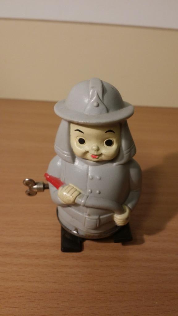 Oud Japans brandweer poppetje met opwind mechaniek jaren 50, Antiek en Kunst, Antiek | Speelgoed, Ophalen of Verzenden