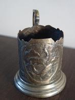 theeglashouder verzilverd gehamerd herten en vogels 2 stuks, Ophalen of Verzenden, Zilver