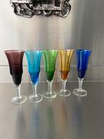 Vintage champagne glasen gekleurd handgeblazen, Ophalen