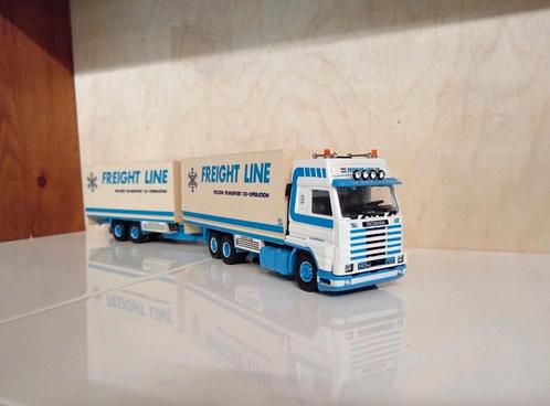 Scania 143 combinatie Freight Line Tekno, Hobby en Vrije tijd, Modelauto's | 1:50, Nieuw, Bus of Vrachtwagen, Tekno, Ophalen of Verzenden