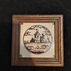 Oude Delfts Blauwe Tegel in Houten Lijst, Antiek en Kunst, Antiek | Wandborden en Tegels, Ophalen of Verzenden