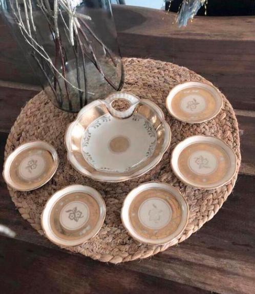 💝 Vintage OSCAR SCHLEGELMILCH bonbon petit four wit goud, Antiek en Kunst, Antiek | Servies compleet, Ophalen of Verzenden