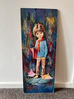 Vintage schilderijtje op hardboard, Ophalen of Verzenden, Zo goed als nieuw, Schilderij, Minder dan 50 cm