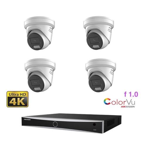 8MP ColorVu Hikvision IP PoE set/NVR+4x ColorVu camera, Audio, Tv en Foto, Videobewaking, Nieuw, Buitencamera, Ophalen of Verzenden
