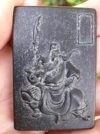 Gezoet Zwart Jaden AMULET Quan Di Chinese Oorlogsgod, Antiek en Kunst, Ophalen of Verzenden