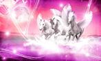 Paarden fotobehang Pegasus Roze 254 x 184 cm, SALE, Korting, Verzenden, Nieuw, Wanddecoratie