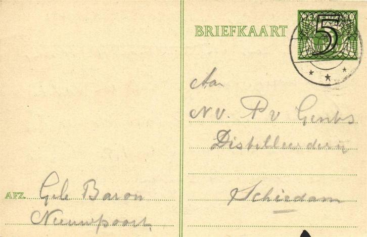 Gebr. Baron, Nieuwpoort - 04.19?? - briefkaart, Postzegels en Munten, Brieven en Enveloppen | Nederland, Briefkaart, Ophalen of Verzenden