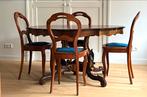 Antieke Willem III mahonie houten eettafel met 6 stoelen., Antiek en Kunst, Antiek | Meubels | Stoelen en Banken, Ophalen