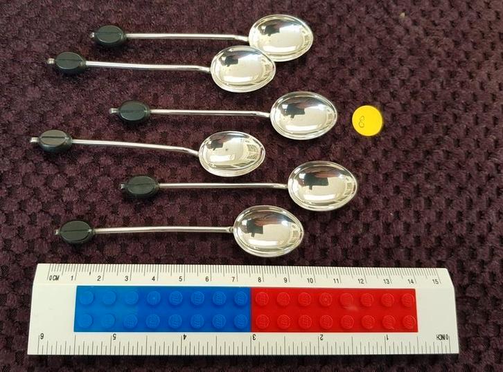 Zilveren lepeltjes, 6 stuks, zilver, leeuw, nr. 8, Antiek en Kunst, Antiek | Goud en Zilver, Zilver, Ophalen of Verzenden